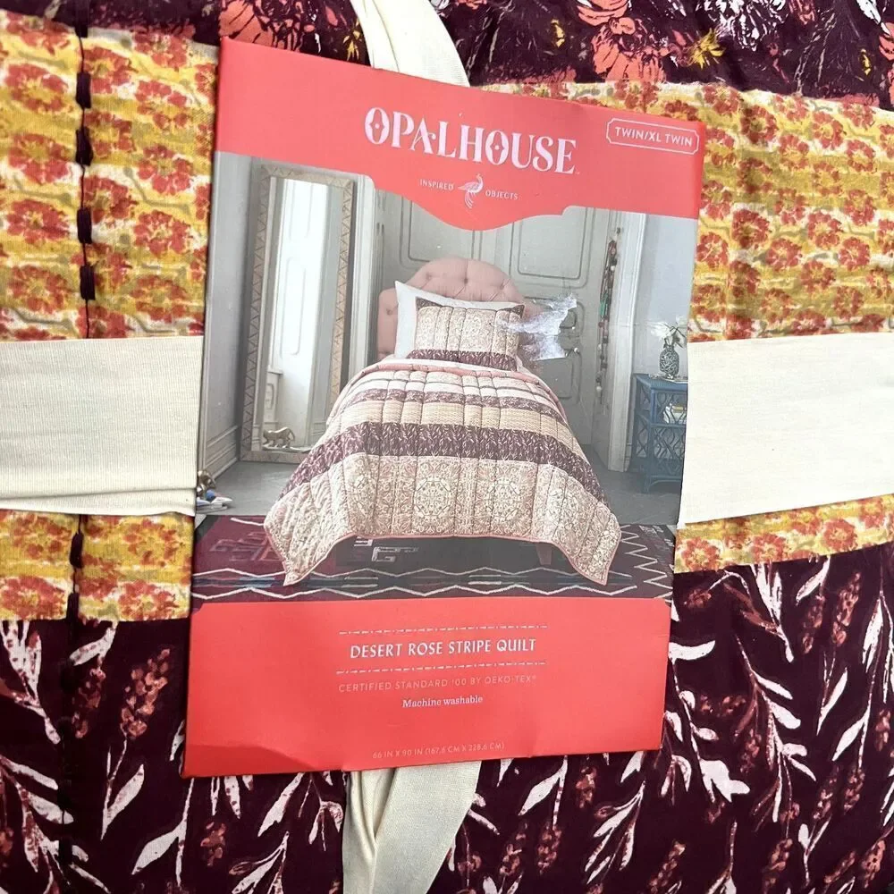 Opalhouse Desert Rose Stripe Quilt Cotton Floral Boho Twin/XL Twin NEW